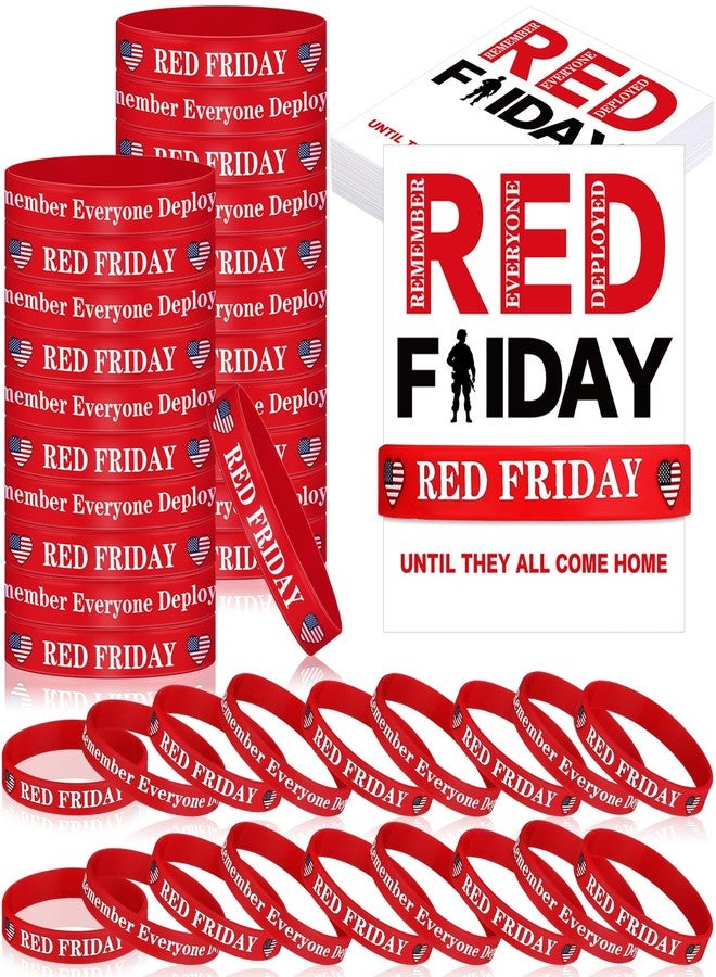 Arrowbash 36 Sets Red Friday Silicone Bracelet Remember Everyone Deployed Rubber Wristbands Unisex Patriotic for Awareness Gifts Party Decorations Favors - Image 1