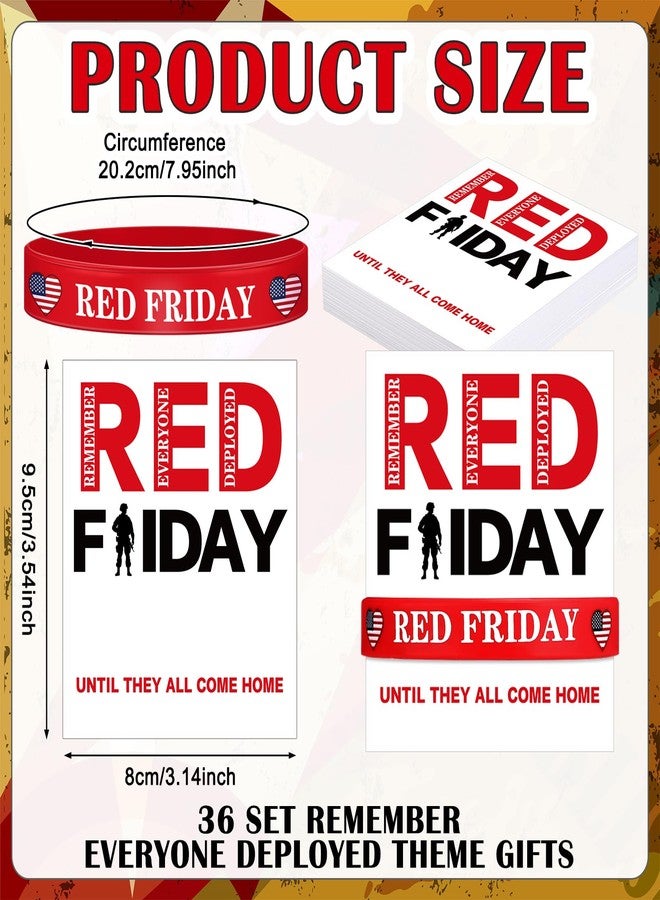 Arrowbash 36 Sets Red Friday Silicone Bracelet Remember Everyone Deployed Rubber Wristbands Unisex Patriotic for Awareness Gifts Party Decorations Favors - Image 2