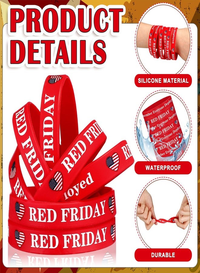 Arrowbash 36 Sets Red Friday Silicone Bracelet Remember Everyone Deployed Rubber Wristbands Unisex Patriotic for Awareness Gifts Party Decorations Favors - Image 3