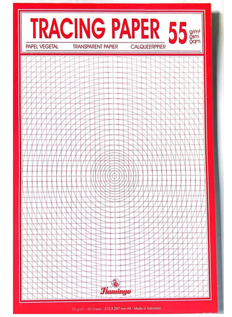 Flamingo 50-Sheets A4 Size 55gsm Tracing Paper Pad
