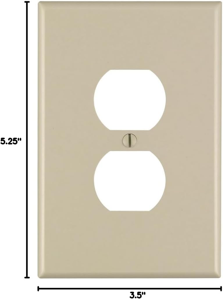 1-Gang Duplex Device Receptacle Wallplate, Oversized, Thermoset, Device Mount, 86103, Ivory