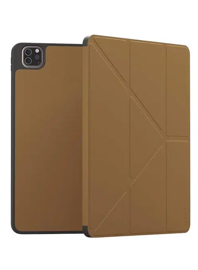 LEVELO iPad Pro 11inch Case Elegante Hybrid Leather Back Cover / Horizontal Stream Your Online Movie / Vertical For Video Call Or Reading / 3FT Drop Tested / Shock Absorbent Bumper Case / Flat Lay for Typing and Work - Brown  - Image 1