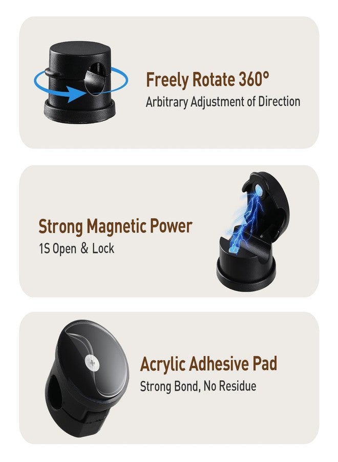 إيه جي بي تك مجموعة مشابك كابلات مغناطيسية من AGPTEK، عبوة من 8 قطع، مشابك حامل كابلات قابلة للدوران 360 درجة، منظم كابلات مكتبي، إدارة أسلاك لاصقة لشحن الهواتف في المكتب، حافظ كابلات USB (أسود) - Image 3