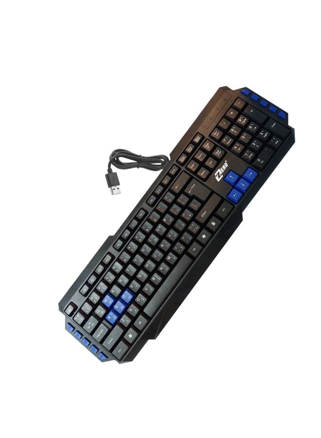 Zero ZR-2806 USB Wired Keyboard, Slim Ergonomic Design, 104 Silent Keys, English & Arabic Layout, Waterproof, Plug & Play for PC & Laptop - Image 3