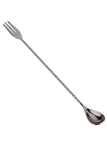 FINALITY finality Stainless Steel Twisted Design Fork Bar Spoon Cocktail Mixing Spoon Long Handle Stirring Spoon Size30cmPack of 1  - Image 1