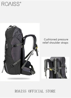 roaiss Unisex Outdoor Backpack 60L Capacity Multifunction Multi-pocket Hiking Bag with Rain Cover Water-resistant Oxford Shockproof Decompression for Camping Climbing Sports Travel  - Image 3