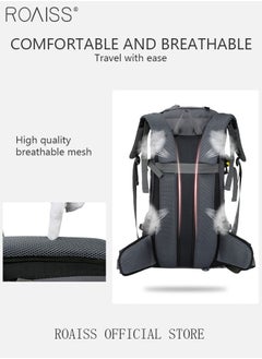 roaiss Unisex Outdoor Backpack 60L Capacity Multifunction Multi-pocket Hiking Bag with Rain Cover Water-resistant Oxford Shockproof Decompression for Camping Climbing Sports Travel  - Image 4