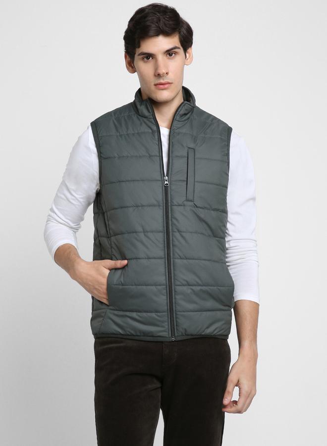 Dennis Lingo Military Regular Fit Men's Solid Mock Neck Sleeveless Polyester Jacket with Zipper Closure - Image 4