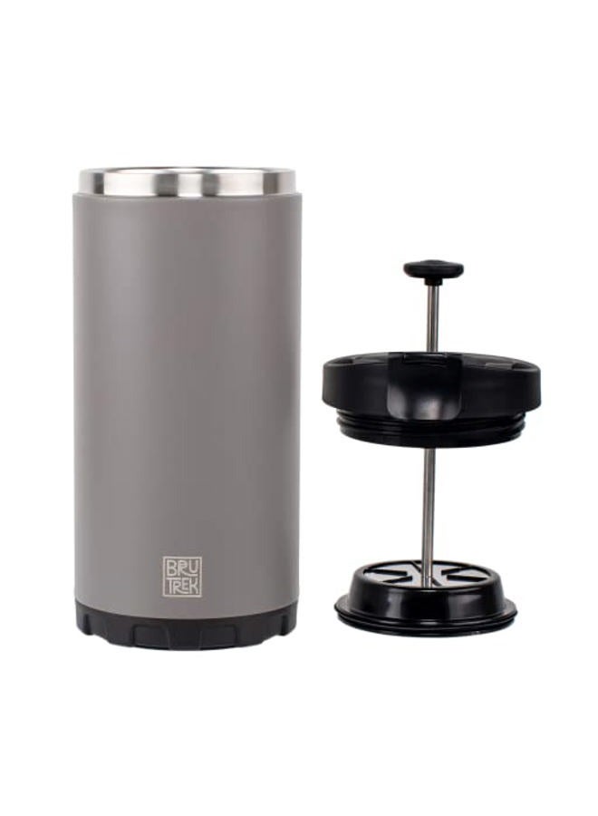 BruTrek Steel Toe 3.0 Travel Coffee Press - Brew 20 fl.oz On The Go - No Spill Lid, Double Wall Vacuum Insulated Stays Hot for Hours, French Press Coffee (Storm Gray) - Image 2
