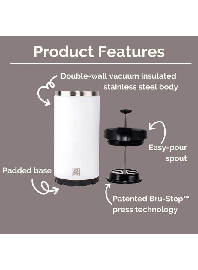 BruTrek Steel Toe 3.0 Travel Coffee Press - Brew 20 fl.oz On The Go - No Spill Lid, Double Wall Vacuum Insulated Stays Hot for Hours, French Press Coffee (Storm Gray) - Image 5