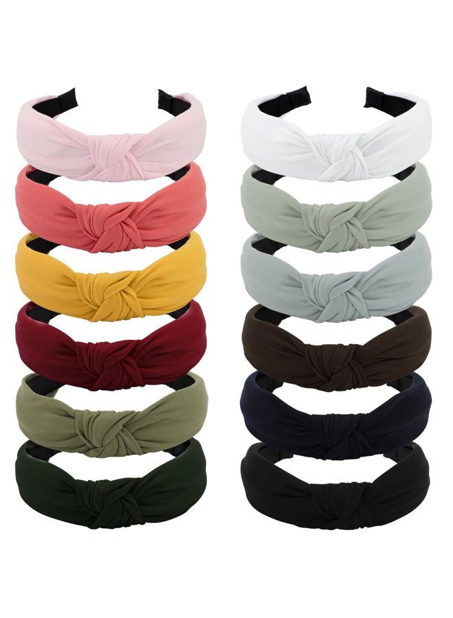 Velscrun Hairband, 12 Pack Colorful Headbands for Women Non Slip Wide Girls Head Bands Cute Boho Natural Knotted Headbands Hair Accessories Womens Fashion - Image 1