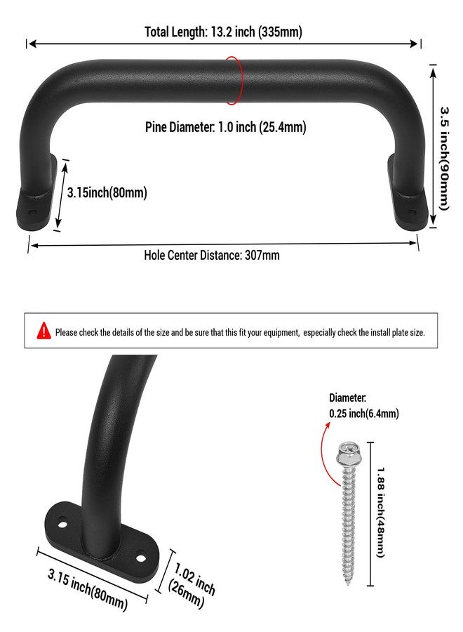 Purife 13'' Black Metal Playground Safety Handles Pack of 2 - Playset Handles, Swing Set Grab Handle, Playhouse Grab Bar, Hand Grip for Jungle Gym, Home Gym, Treehouse - Image 2
