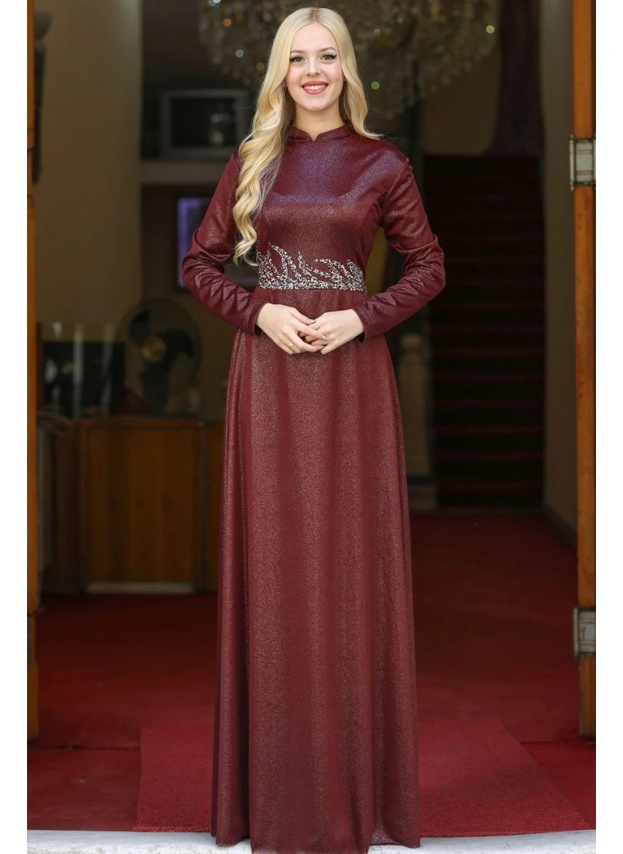 Esilanur Berfin Modest Evening Dress Burgundy