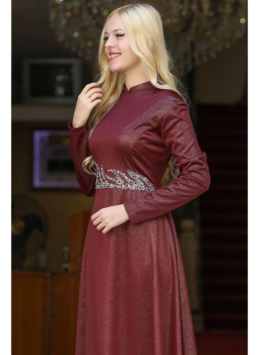 Esilanur Berfin Modest Evening Dress Burgundy