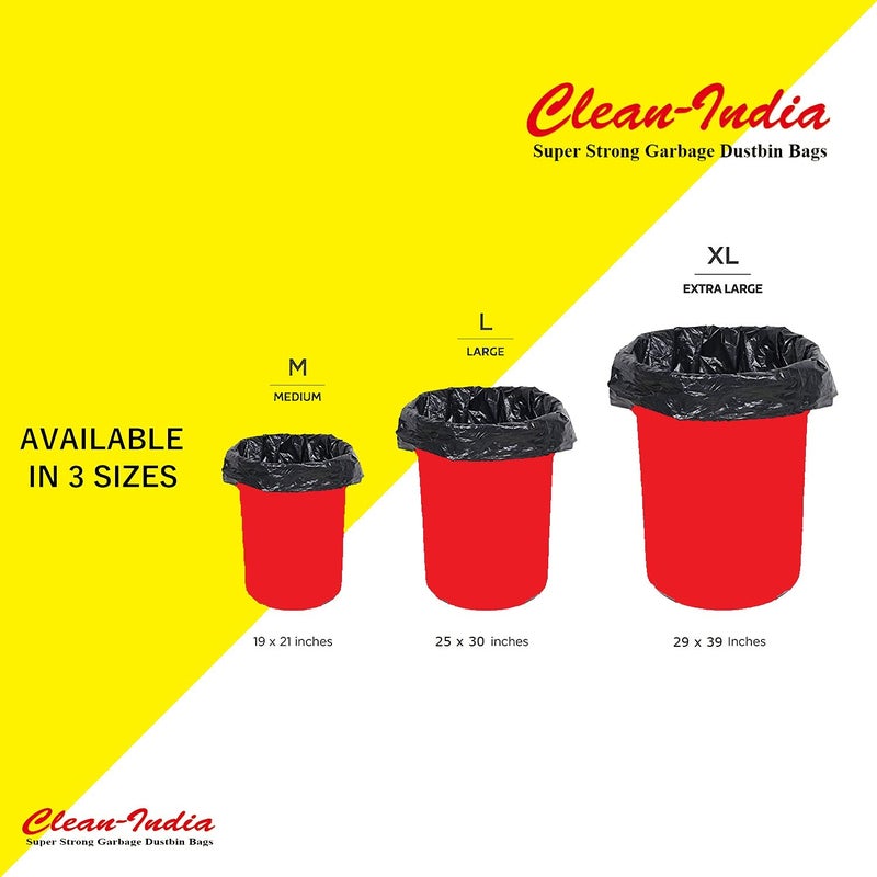 Clean India أكياس قمامة كبيرة 70 قطعة بحجم 25x30 من كلين إنديا، عبوة من 5 × 14 قطعة - Image 5