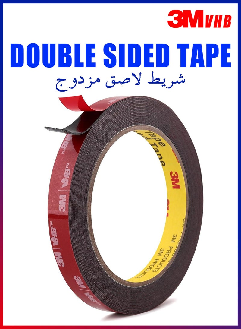 3M VHB Double Sided Tape Heavy Duty Mounting Tape, 1cm×3m Made of 3M VHB 5925 Strong Adhesive Waterproof Double Sided Foam Tape Foam Tape Perfect for Automotive Home Office Decor Indoor and Outdoor Walls - Image 1