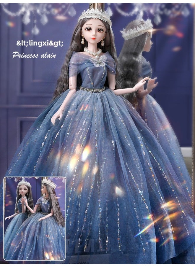 Large 60cm Doll Toy Gift Box Suit Simulation Girl Princess Doll Dress Children's Gift Gift Wholesale-Color:Ling Xi-Height:60cm Blink Version + Ordinary Doll + High-end Gift Box - Image 1
