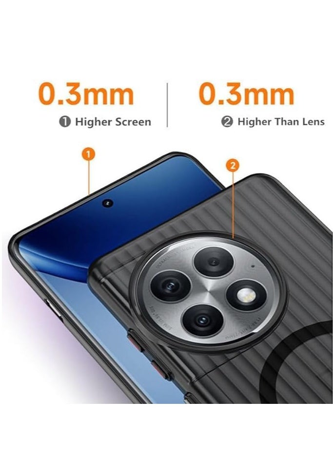 General - Case Compatible with OnePlus 12, Ultra Thin Corrugated Texture ICE Frosted Mag-Safe Case for OnePlus 12 Translucent Magnetic Suction Wireless Charging Phone Cover - Image 1