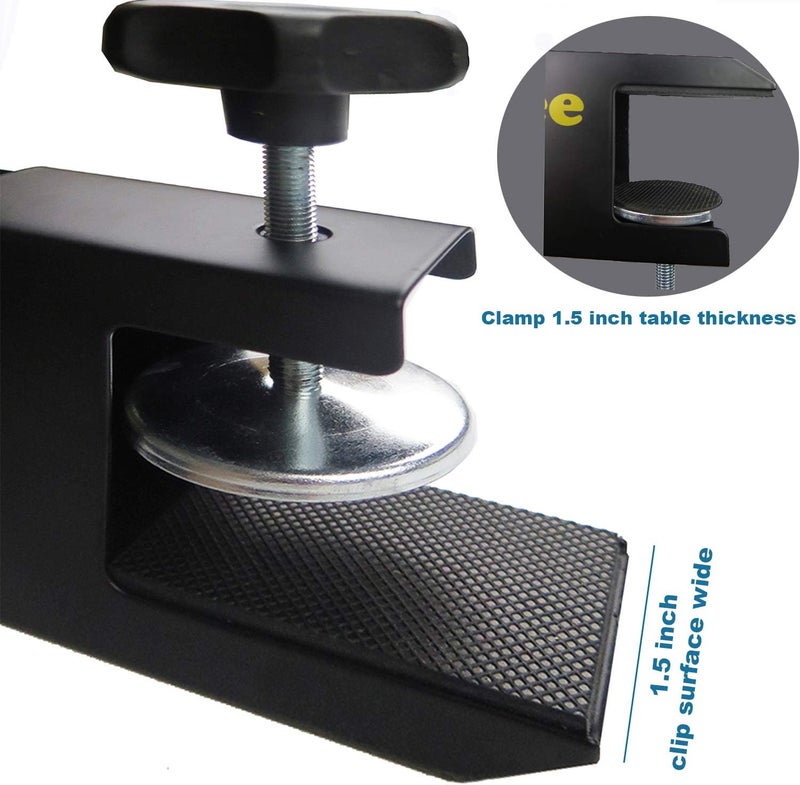 Comesee Professional Table Tennis Ping Pong Net Post Set Strength Screw Clamp with Net Clip Insert, 1.5 Inch Width Grip Holder, Tension and Height Adjustable Easy Set Up (Black) - Image 4