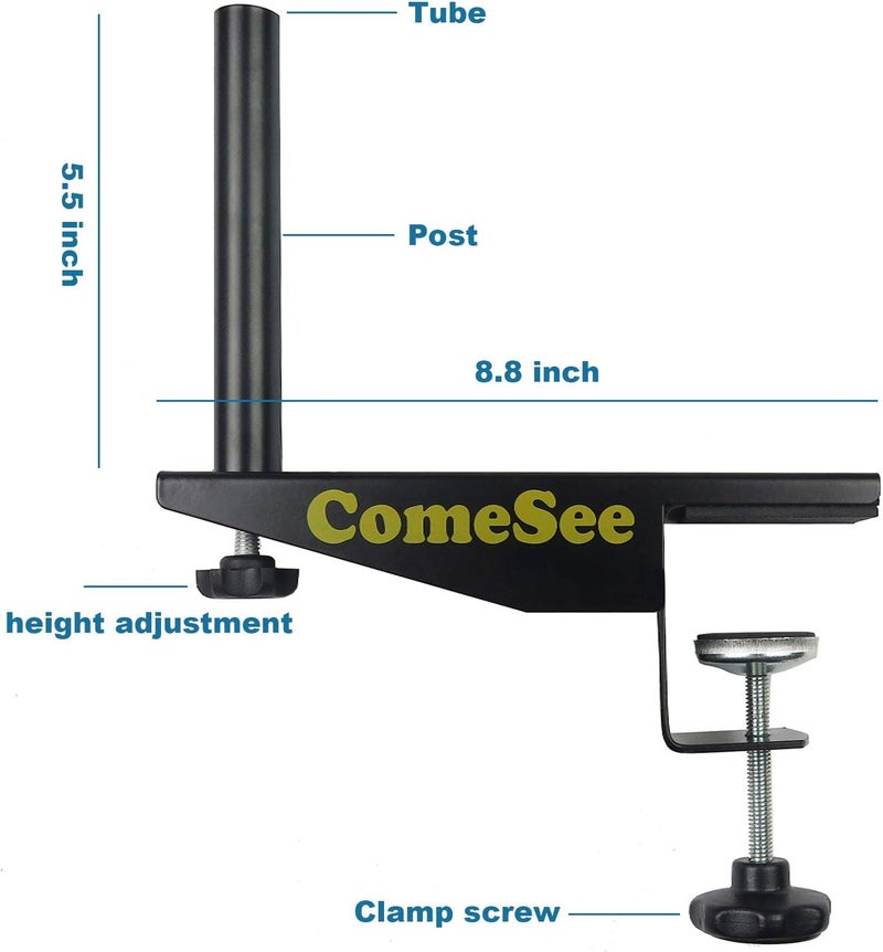 Comesee Professional Table Tennis Ping Pong Net Post Set Strength Screw Clamp with Net Clip Insert, 1.5 Inch Width Grip Holder, Tension and Height Adjustable Easy Set Up (Black) - Image 2