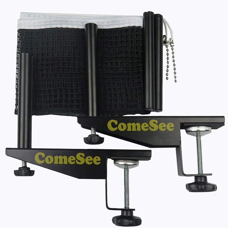 Comesee Professional Table Tennis Ping Pong Net Post Set Strength Screw Clamp with Net Clip Insert, 1.5 Inch Width Grip Holder, Tension and Height Adjustable Easy Set Up (Black) - Image 3