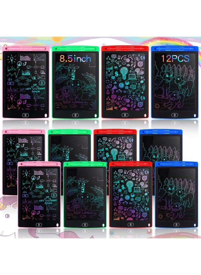 تينليد مجموعة من 12 لوح كتابة LCD مقاس 8.5 بوصة، لوحة رسم ملونة قابلة للمسح، لوحات رسم إلكترونية، هدايا ألعاب تعليمية للأولاد والبنات (وردي، أخضر، أحمر، أزرق) - Image 1