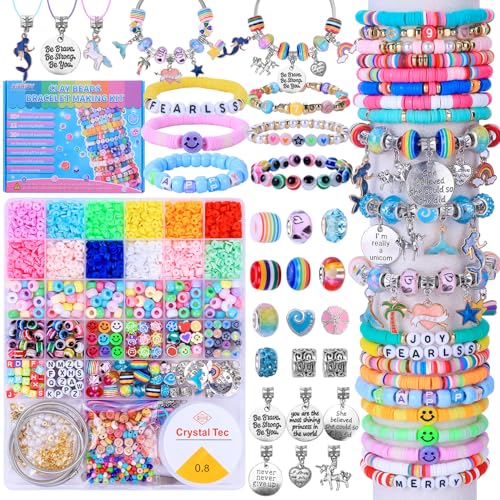 AIPRIDY 3600 Pcs Girls Toys Bracelet Making Kit UnicornMermaid Jewelry Activity Flat College Style Beading for Friendship Jewelry Making DIY Crafts for 412 Girls Birthday Christmas GiftsAqua - Image 1