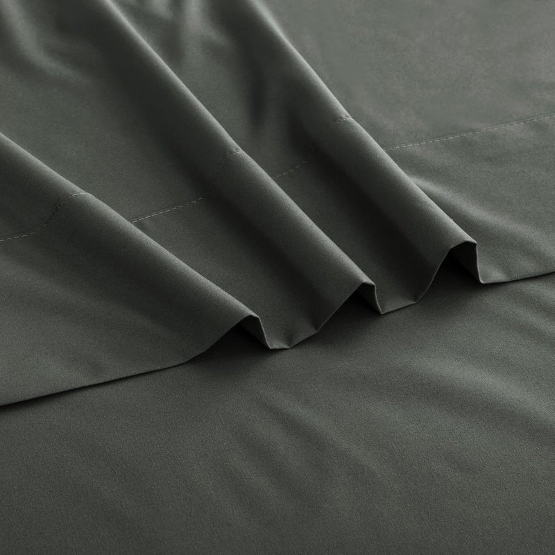 Ghooss Bed Sheet Set-1 Flat Sheet,1 Fitted Sheet and 2 Pillowcases,100% Microfiber Luxury Bedding-Deep Pocket,Hypoallergenic,Wrinkle & Fade Free（Dark Grey，Full） - Image 3