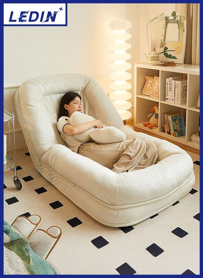 LEDIN Bed Foldable with 5 Adjustable Positions, Giant Bean Bag Chair Bed for Adults, Folds From Lazy Chair to Floor Mattress Bed, Large Floor Sofa Couch, Big Sofa Bed, Apricot  - Image 1