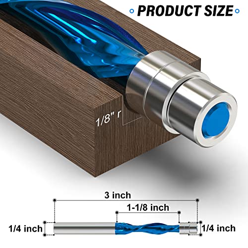 MEIGGTOOL 1/4-Inch Diameter Spiral Flush Trim Router Bits, Down-Cut Flush Trim 1-1/8-Inch Cutting Length, Nano Blue Coated Solid Carbide Spiral Router Bit 1/4-Inch Shank - Image 2