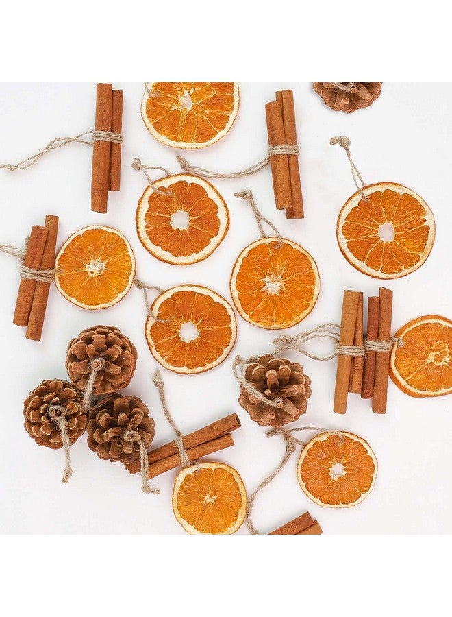 أورينتال شيري زينة عيد الميلاد - مجموعة من 36 قطعة من شرائح البرتقال الطبيعية والقرفة وأقماع الصنوبر مع شماعات من الجوت - زينة حرفية فريدة من نوعها بكميات كبيرة لشجرة عيد الميلاد - ديكور ريفي للعطلات في المنزل الريفي - Image 1
