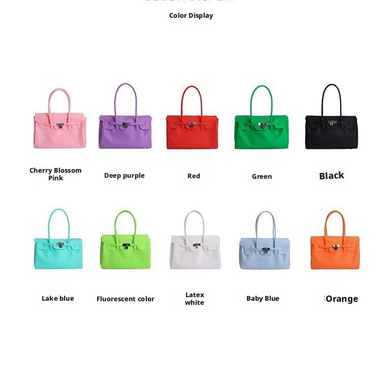 Women's PVC Jelly Tote Bag Korean Style Large Handbag - Image 2