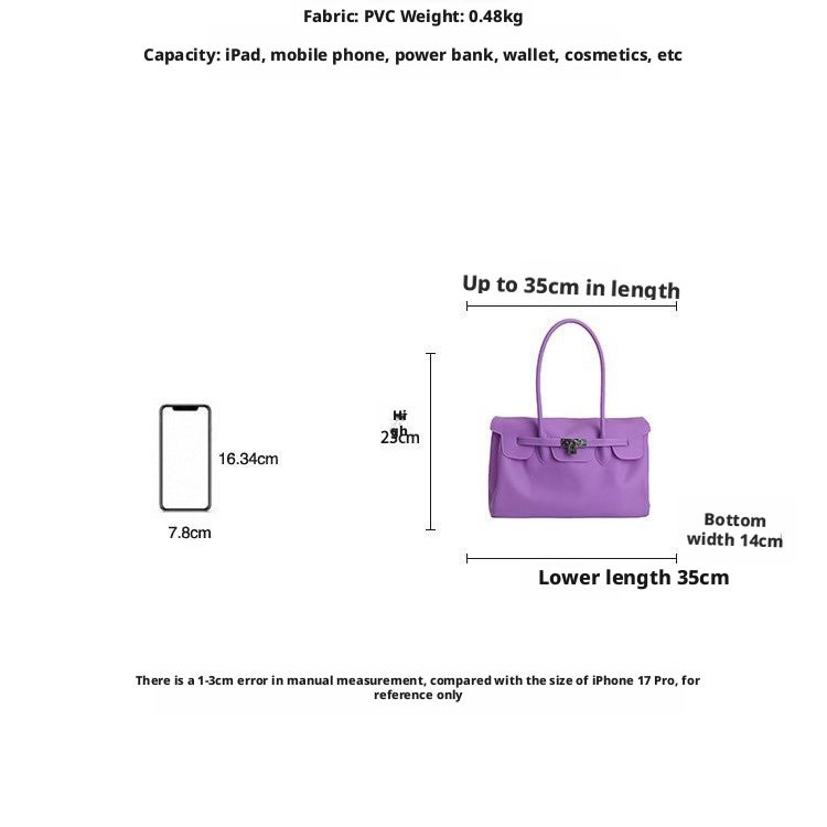 Women's PVC Jelly Tote Bag Korean Style Large Handbag - Image 3