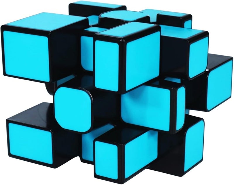 CuberSpeed 3x3 Mirror Blocks Speed Cube stickerless 3x3 Magic Cube Mirror Blocks Black with Blue Titles - Image 1