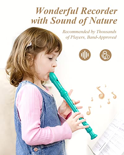 Eastar Soprano Recorder Instrument for Kids Beginner, German Fingering C Key 3 Piece with Cleaning Kit, Thumb Rest, Cotton Bag, Fingering Chart, ERS-21GSB, Sky Blue, School-Approved - Image 2