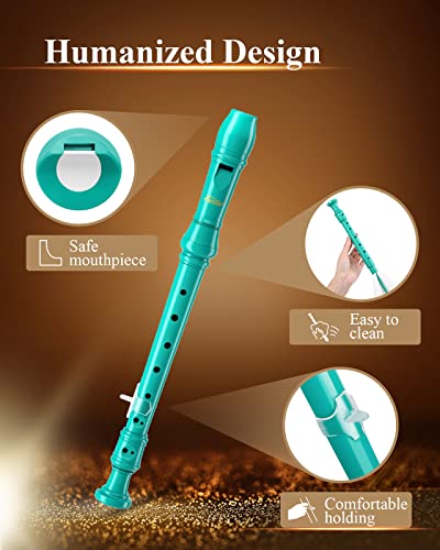 Eastar Soprano Recorder Instrument for Kids Beginner, German Fingering C Key 3 Piece with Cleaning Kit, Thumb Rest, Cotton Bag, Fingering Chart, ERS-21GSB, Sky Blue, School-Approved - Image 3