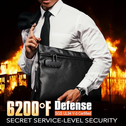 CarryWise Fireproof Document Bag Set with Lock, 2 Pcs Money Box for Cash & Passport, 6200°F Fire Proof Bag for Documents 14"x9.8" & 10.6" x 6.7", Fireproof Document Safe, Waterproof Money Bags Pouch with Zipper - Image 2