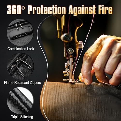 CarryWise Fireproof Document Bag Set with Lock, 2 Pcs Money Box for Cash & Passport, 6200°F Fire Proof Bag for Documents 14"x9.8" & 10.6" x 6.7", Fireproof Document Safe, Waterproof Money Bags Pouch with Zipper - Image 3