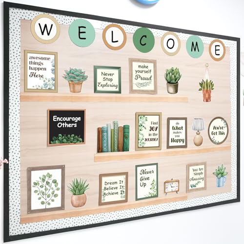 VABAMNA Welcome Back to School Bulletin Board Decorations, Eucalyptus Classroom Decor, Greenery Inspirational Affirmation Cutouts for Teacher Welcome Classroom School Supplies Door Wall Decor - Image 2