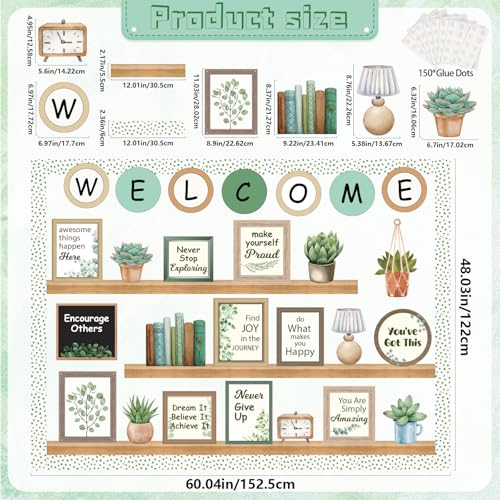 VABAMNA Welcome Back to School Bulletin Board Decorations, Eucalyptus Classroom Decor, Greenery Inspirational Affirmation Cutouts for Teacher Welcome Classroom School Supplies Door Wall Decor - Image 3