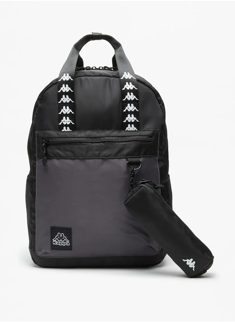 Kappa Logo Print Backpack with Pencil Case