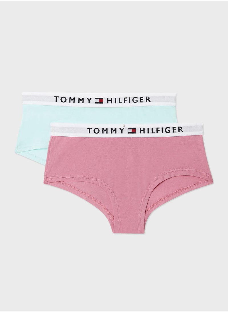 TOMMY HILFIGER Kids 2 Pack Logo Waistband Brief  - Image 1