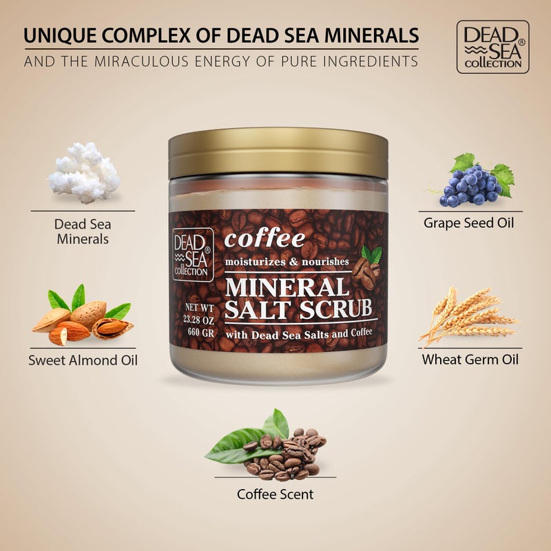 Dead Sea Collection Coffee Scented Salt Body Scrub - Large 23.28 OZ - with Pure Oils and Dead Sea Minerals - Image 5