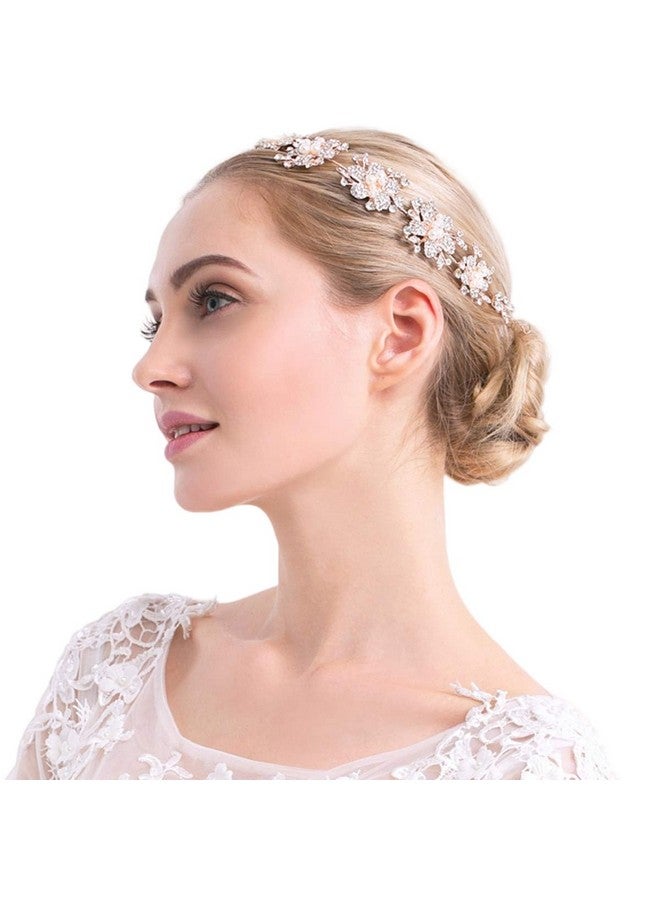 Xiwstar Baroque Bridal Wedding Hair Hoop Band Rose Gold Pearl Rhinestone Hair Tiaras Crown Headdress Headpiece - Image 1