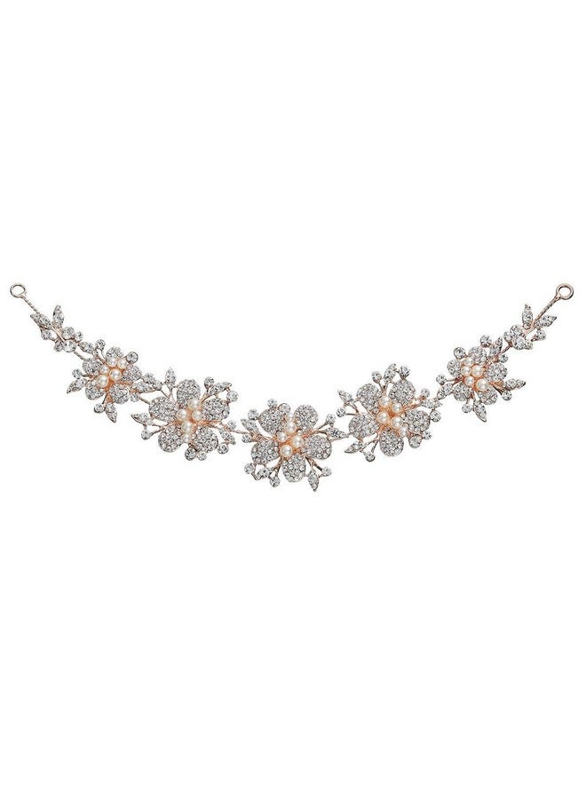 Xiwstar Baroque Bridal Wedding Hair Hoop Band Rose Gold Pearl Rhinestone Hair Tiaras Crown Headdress Headpiece - Image 2