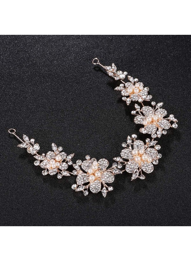 Xiwstar Baroque Bridal Wedding Hair Hoop Band Rose Gold Pearl Rhinestone Hair Tiaras Crown Headdress Headpiece - Image 4