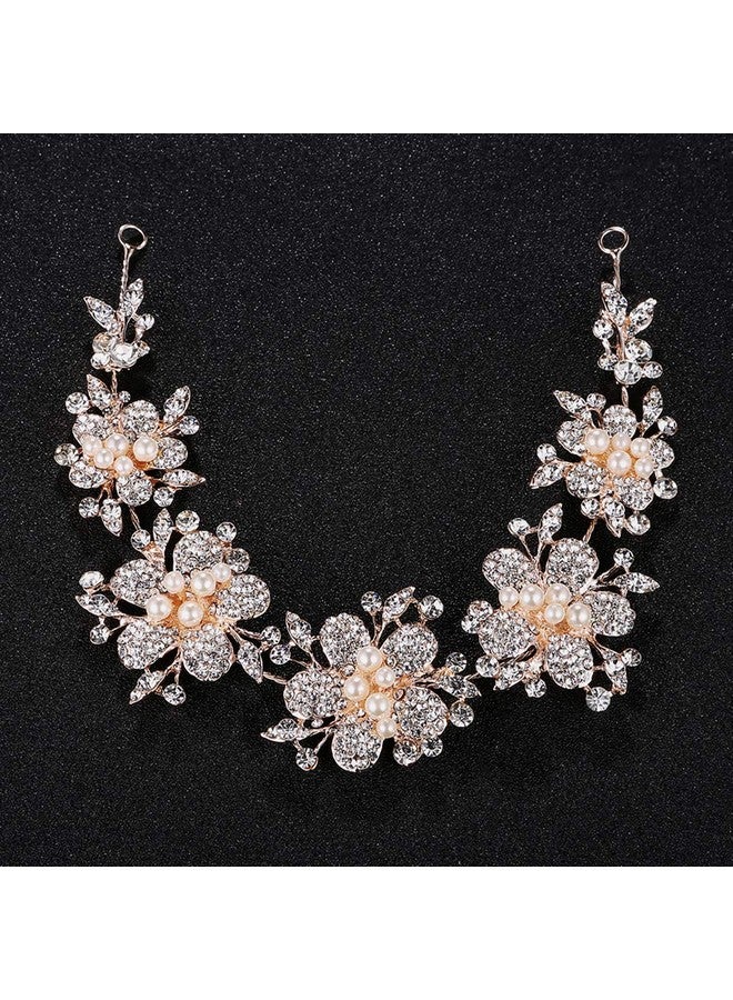 Xiwstar Baroque Bridal Wedding Hair Hoop Band Rose Gold Pearl Rhinestone Hair Tiaras Crown Headdress Headpiece - Image 3
