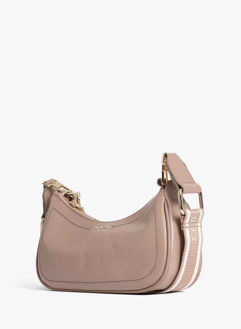 تيد بيكر حقيبة كتف جلدية صغيرة بحزام منسوج