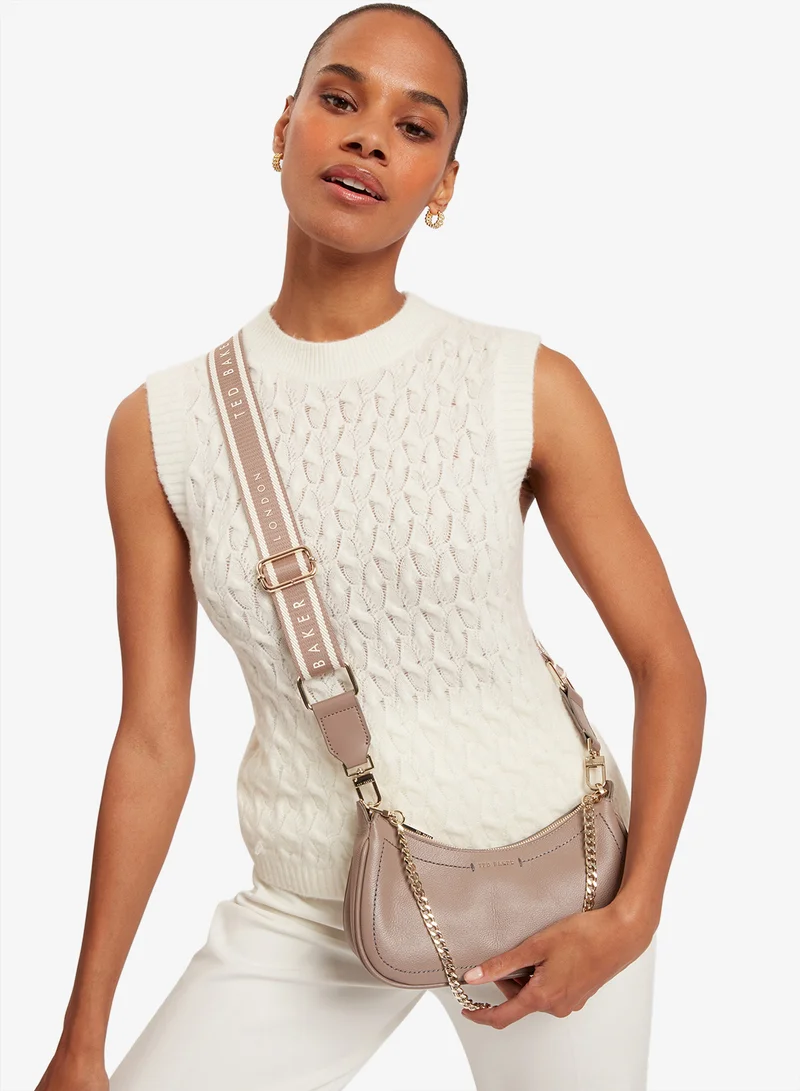 تيد بيكر حقيبة كتف جلدية صغيرة بحزام منسوج