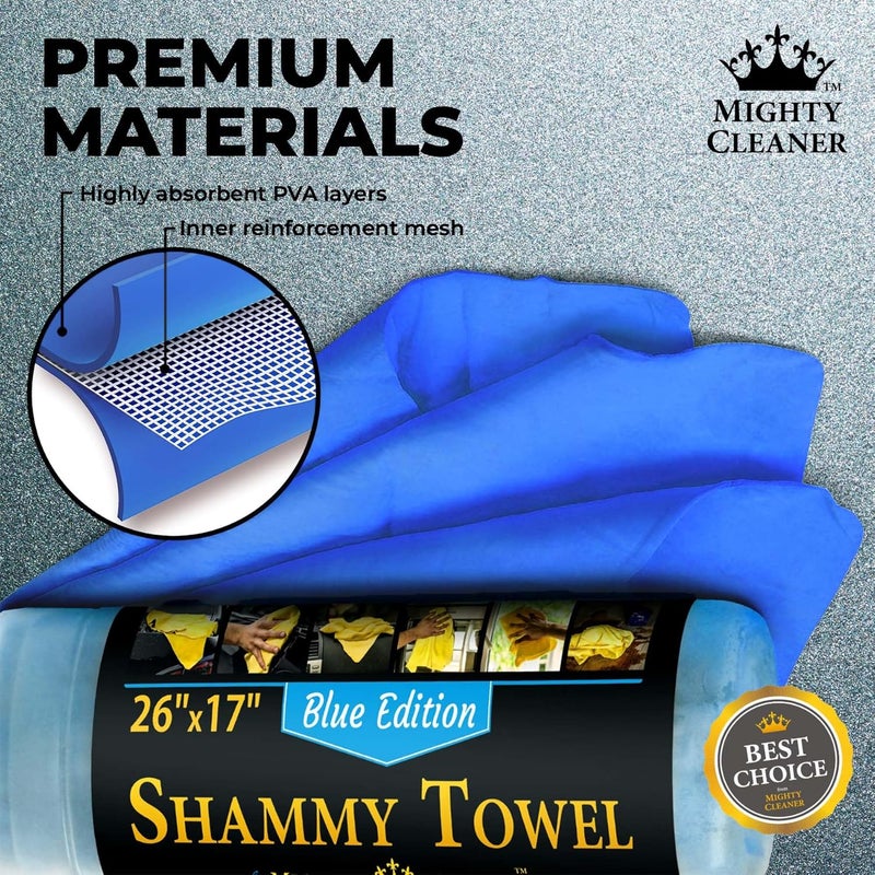 Mighty Cleaner Premium 2pk +1 Free Shammy Cloth for Car Drying - 26"x17" - Super Absorbent Chamois Towel - Scratch-Free, Reusable & Soft Wash Cloth - Car Drying Towels - Image 4